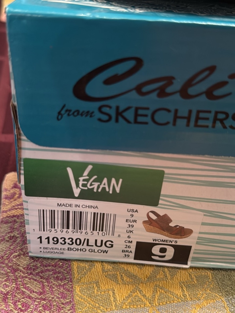 Skechers Beverly-Boho Glow Wedge Sandals in Luggage Brown